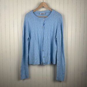 Vintage Knit Stitches Blue Cardigan In Size Large Cottage Core Granny Chic Retro